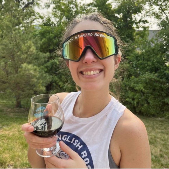 Unisex Density Wraparound Shield Mirrored Sunglasses, “Hoof Hearted Brewing” - Picture 2 of 16